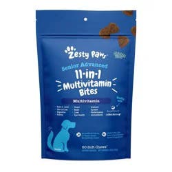 Zesty Paws Senior Advanced 11-in-1 Multivitamin Bites for Dog - Chicken Flavor - 60 ct