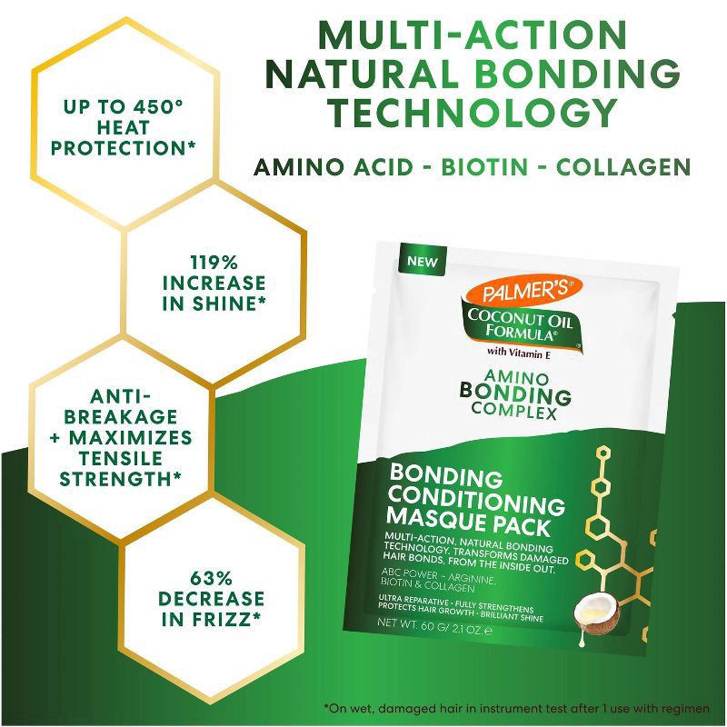 slide 7 of 10, Palmer's Coconut Oil Formula Amino Bonding Complex Conditioning Masque Pack 2.1 oz, 2.1 oz