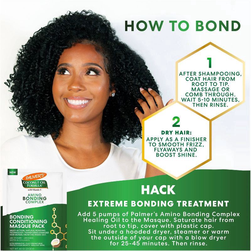 slide 5 of 10, Palmer's Coconut Oil Formula Amino Bonding Complex Conditioning Masque Pack 2.1 oz, 2.1 oz