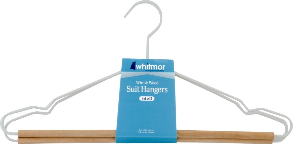 slide 1 of 1, Whitmor Wire & Wood Skirt Hangers, 3 ct