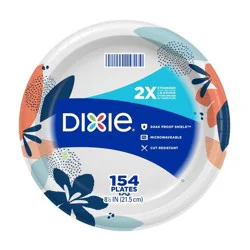 Dixie Paper Plates, 8 1/2 inch, Dinner Size Printed Disposable Plate, 154 Count