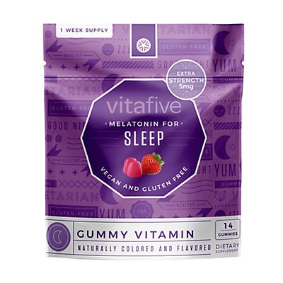 slide 1 of 1, vitafive Melatonin For Sleep Gummy Vitamin, 14 ct