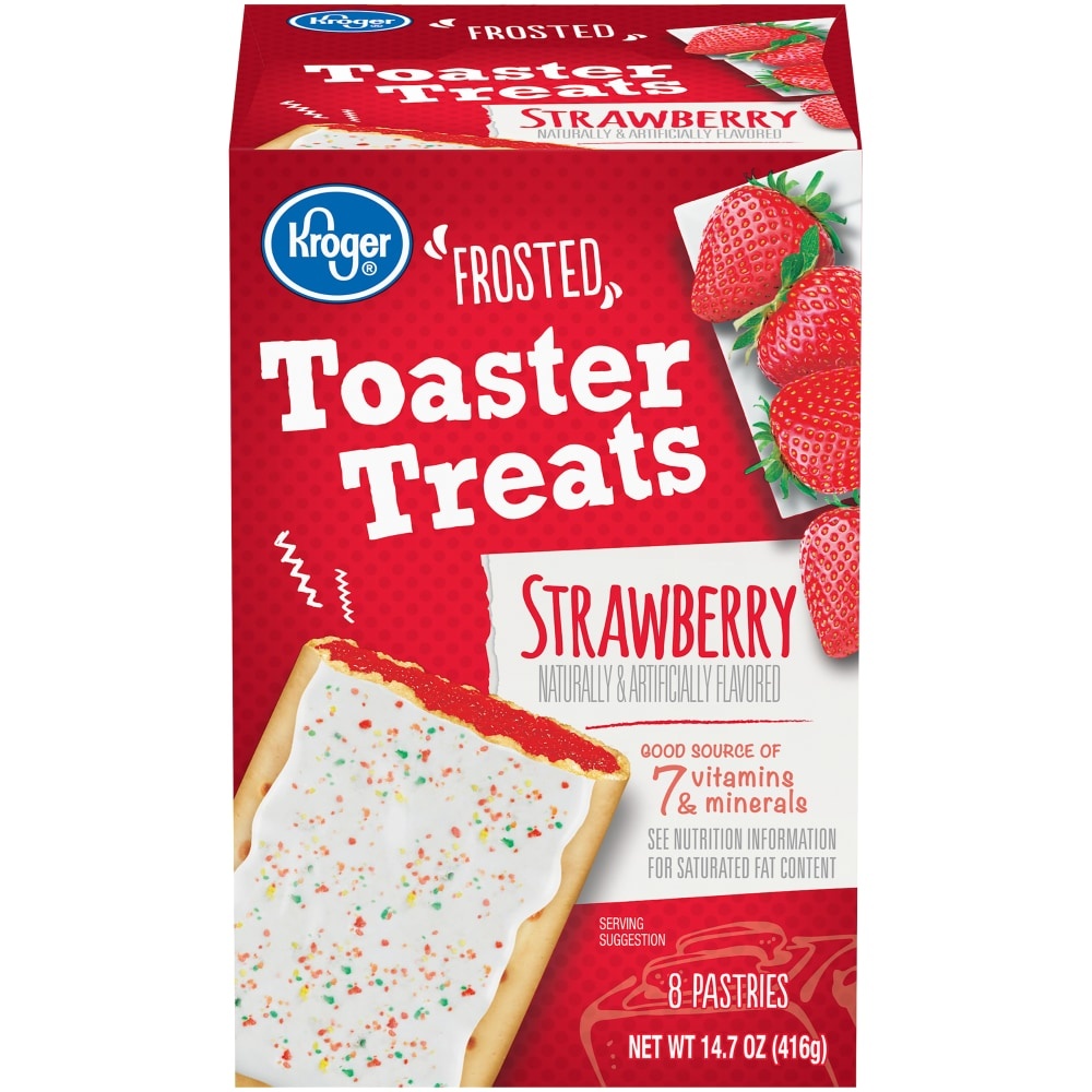 slide 1 of 1, Kroger Frosted Strawberry Toaster Treats, 8 ct; 1.8 oz