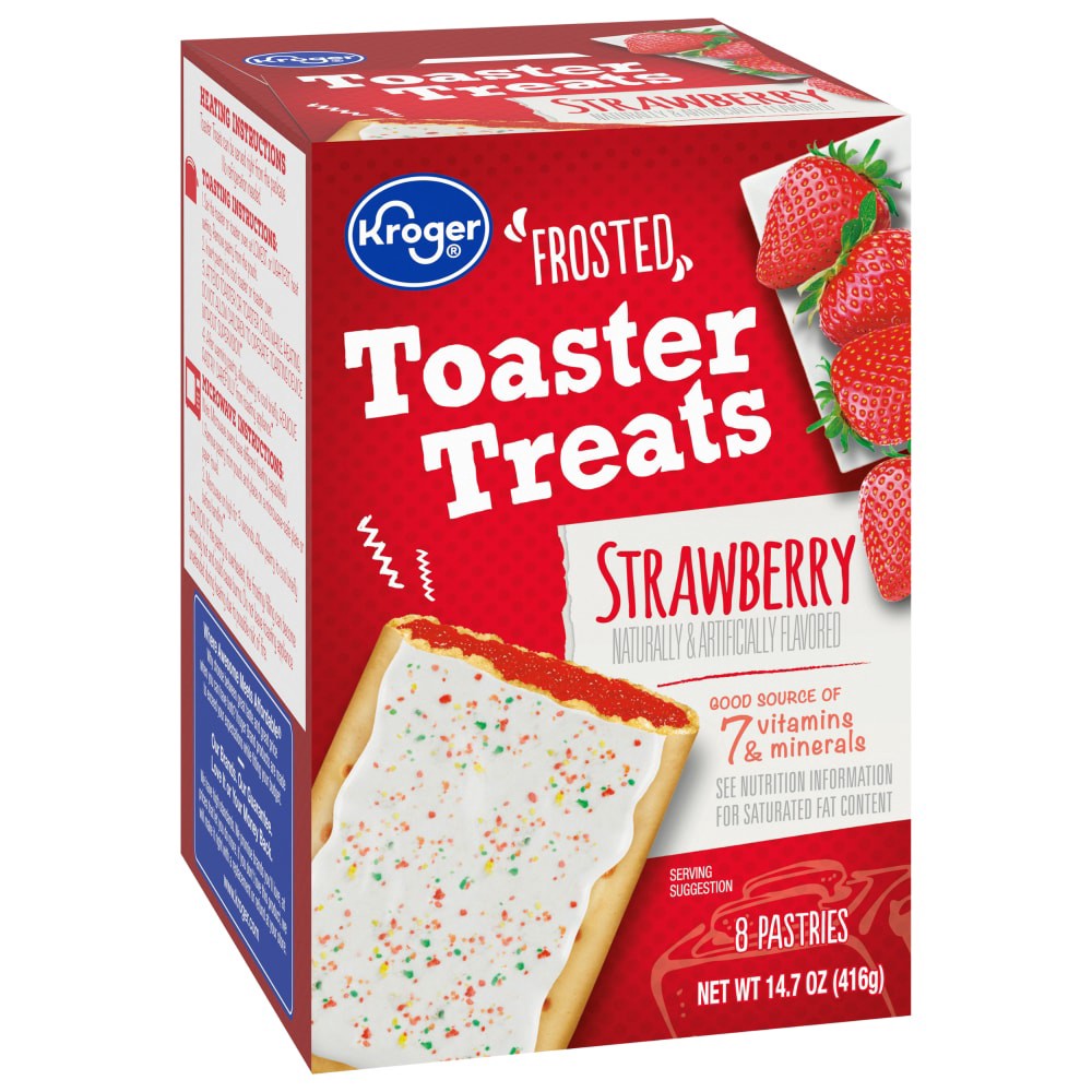 slide 1 of 5, Kroger Frosted Strawberry Toaster Treats, 8 ct; 1.8 oz