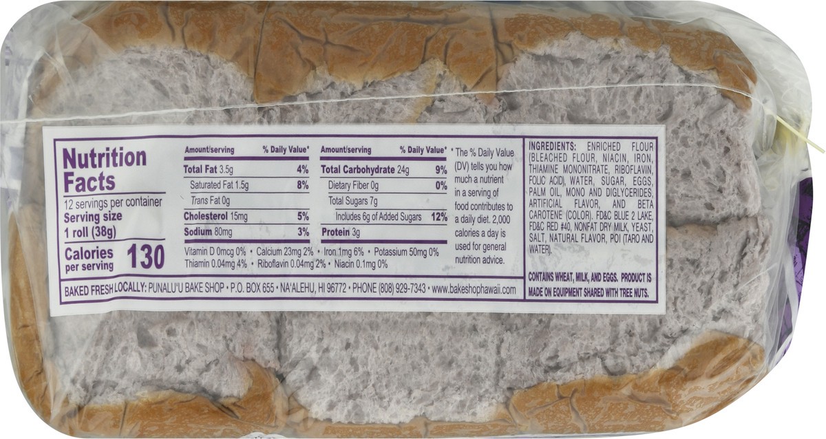 slide 9 of 13, Punaluu Bake Shop Taro Sweetbread Rolls 16 oz, 16 oz