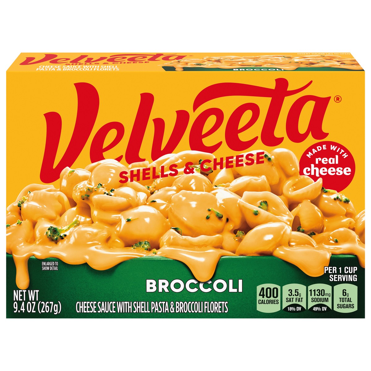 slide 1 of 5, Kraft Velveeta Shells & Cheese Broccoli Mac and Cheese Dinner - 9.4oz, 9.4 oz