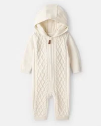 Carter's Baby Boy Long-Sleeve Cableknit Jumpsuit - Cream - NB
