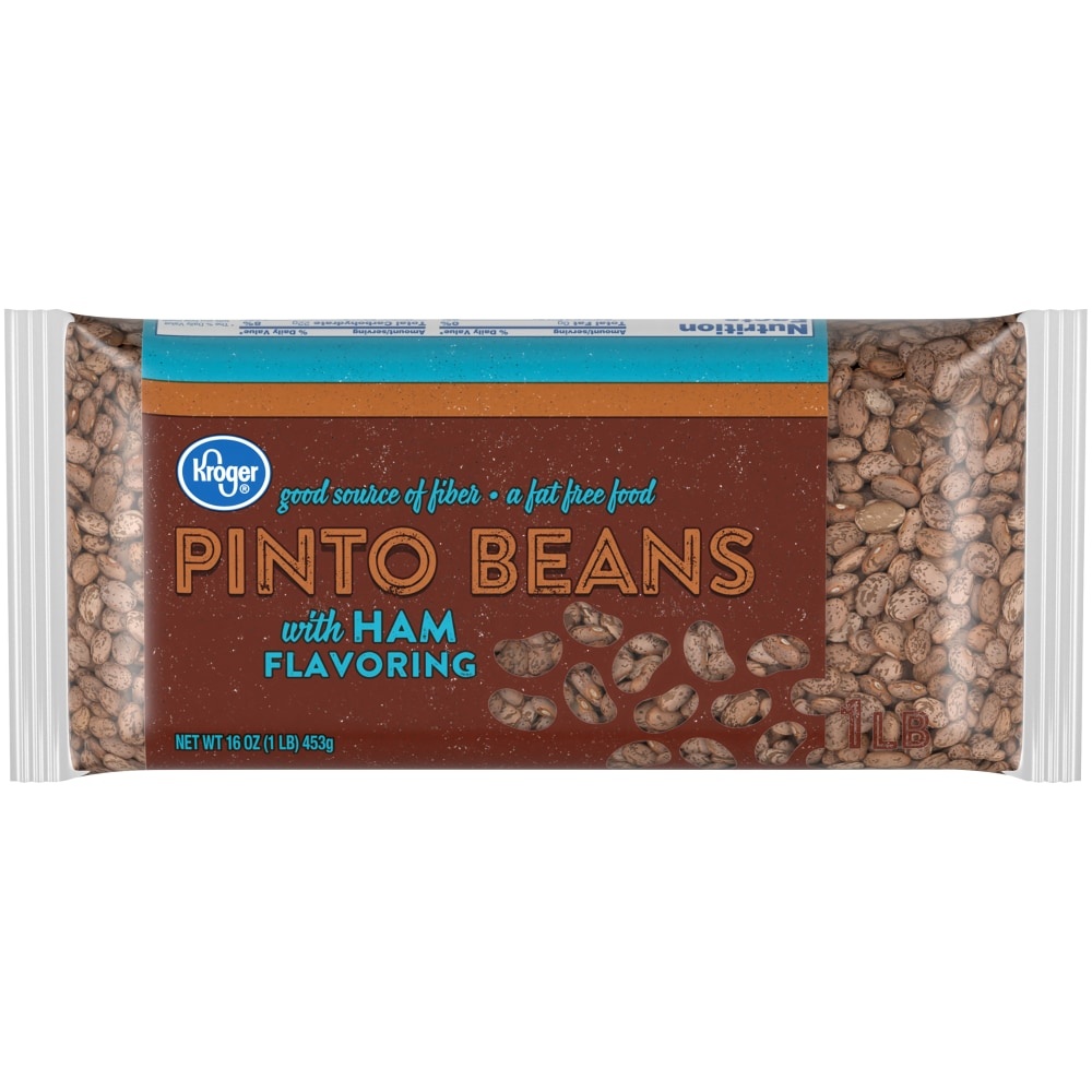 slide 1 of 1, Kroger Pinto Beans with Ham Flavoring, 16 oz