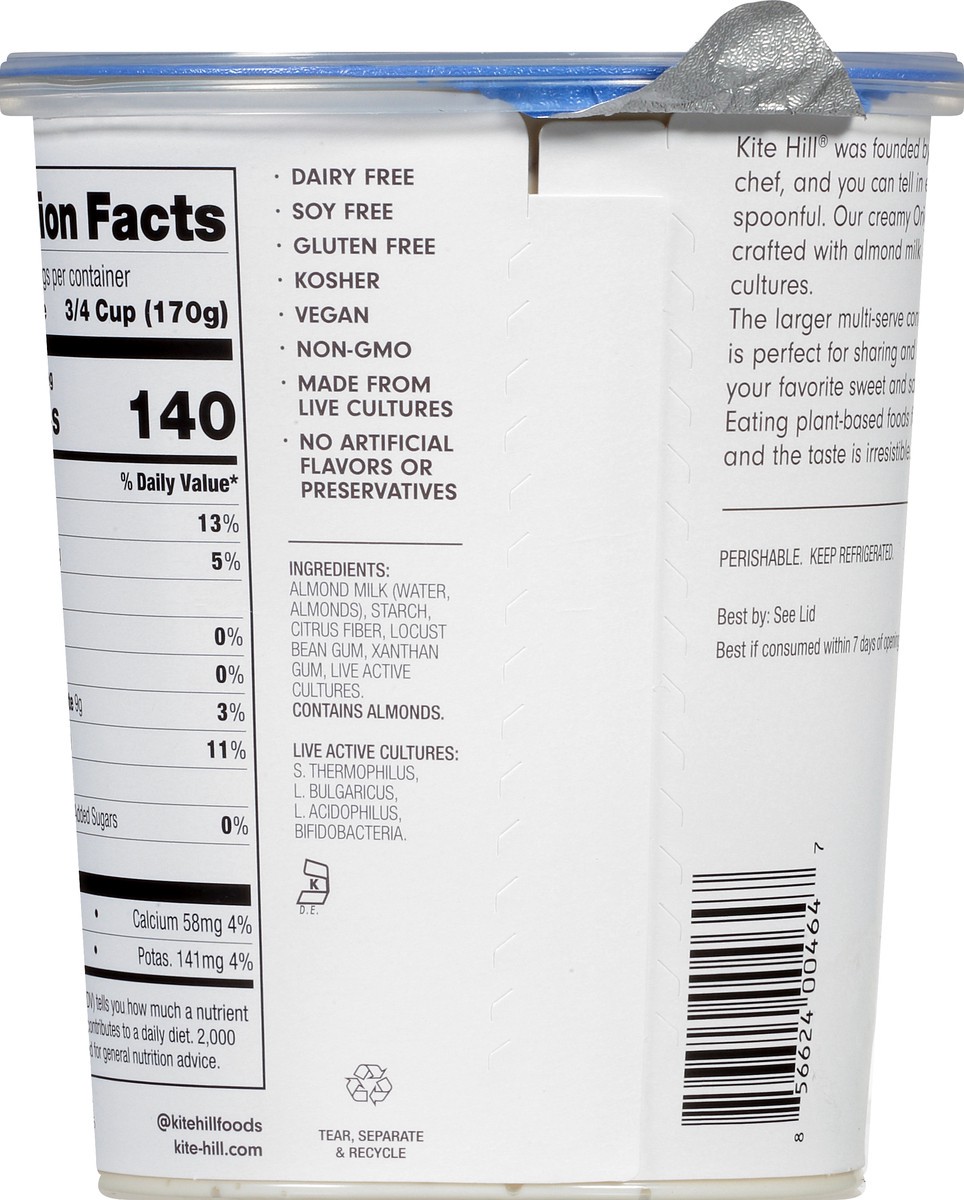slide 4 of 12, Kite Hill Original Dairy Free Plain Unsweetened Almond Milk Yogurt 32 oz, 32 oz