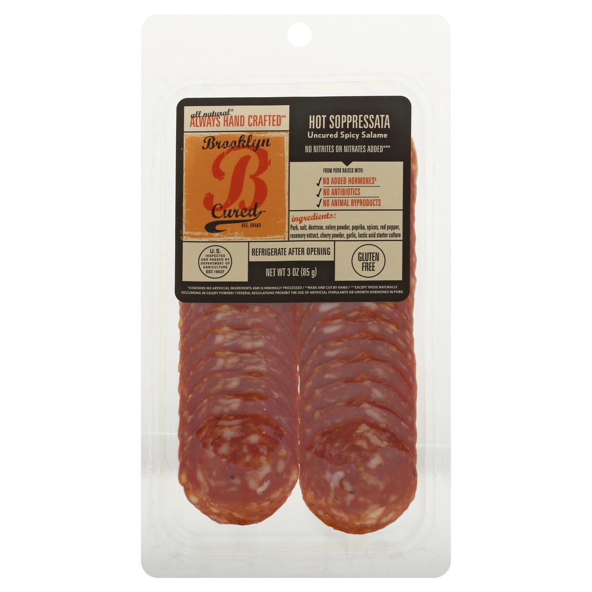 Brooklyn Cured Pork Salame, Hot Soppressata, Uncured Spicy 3 oz Shipt