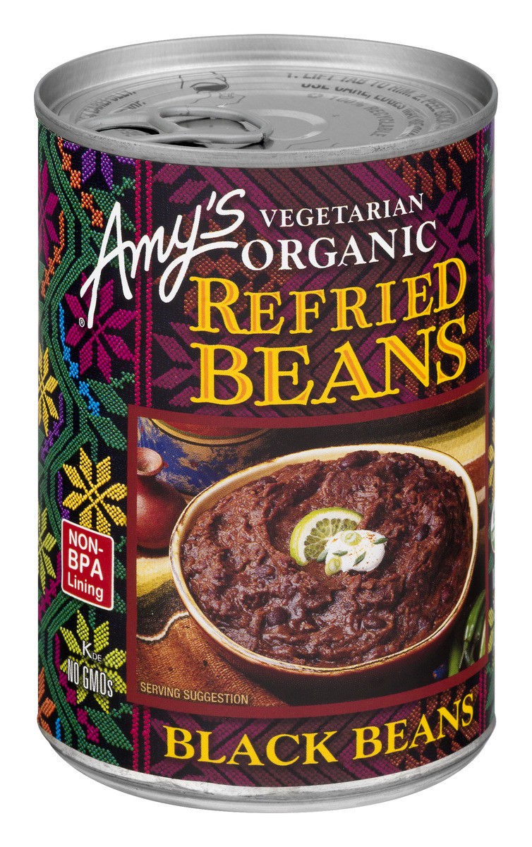 slide 6 of 8, Amy's Traditional Vegetarian Refried Black Beans, 15.4 oz