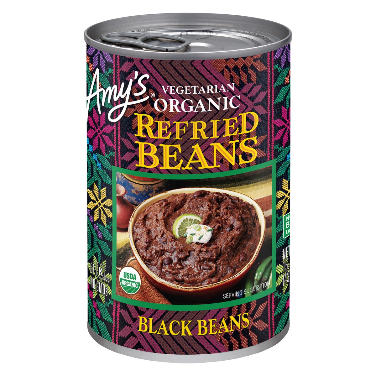 slide 5 of 8, Amy's Traditional Vegetarian Refried Black Beans, 15.4 oz