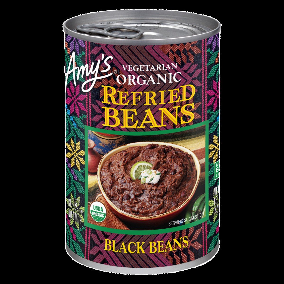 slide 1 of 8, Amy's Traditional Vegetarian Refried Black Beans, 15.4 oz