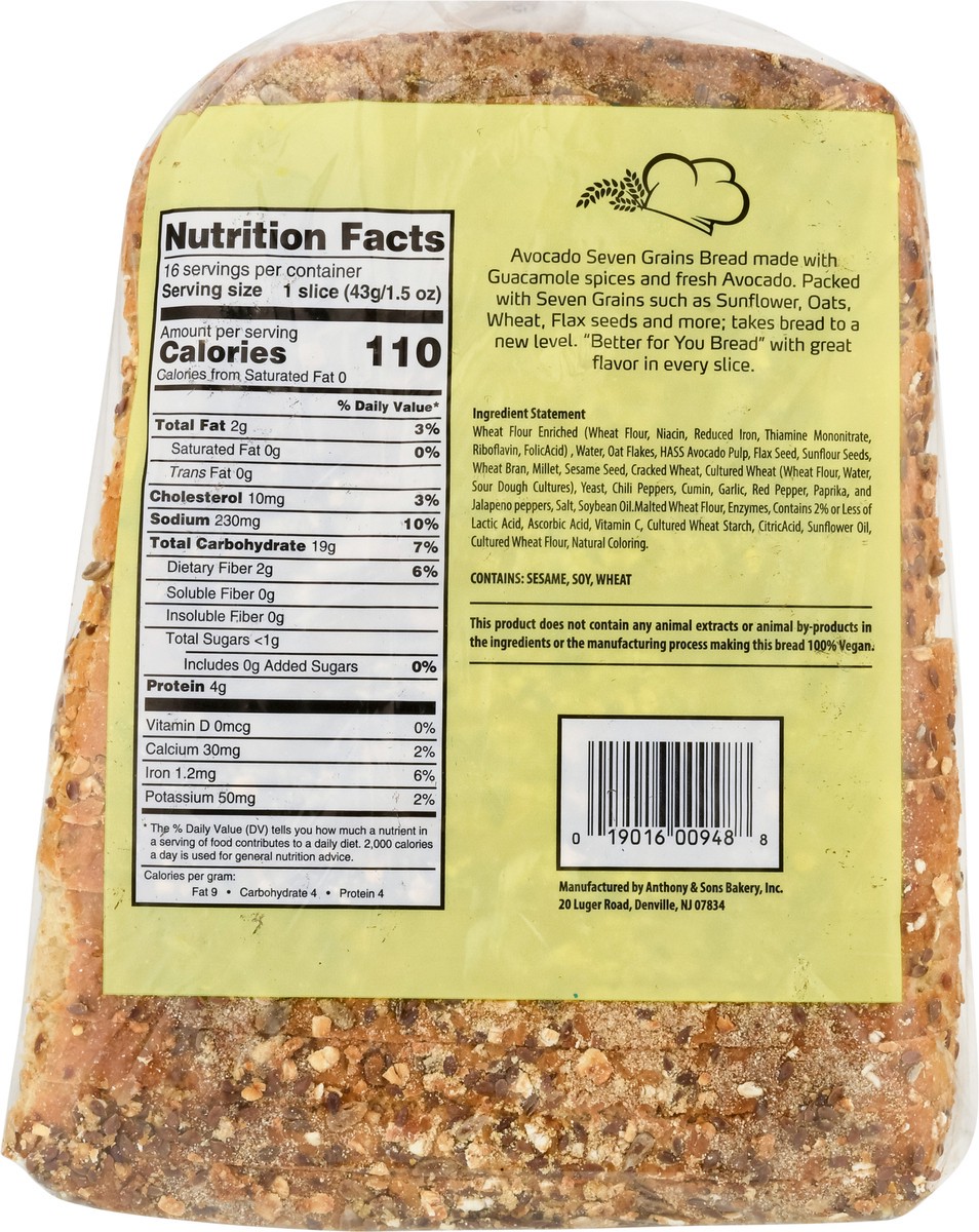 slide 7 of 9, Anthony & Sons Bakery Seven Grain Vegan Avocado Bread 24 oz, 24 oz
