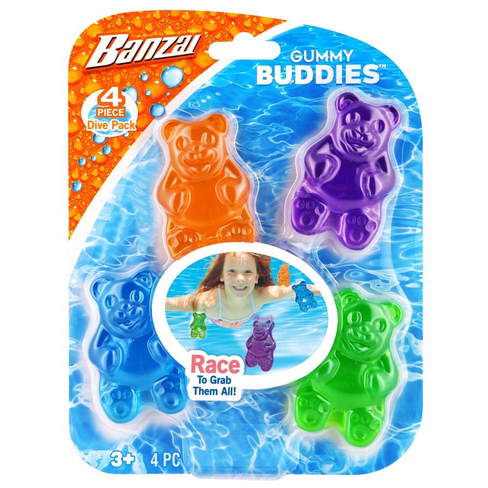 slide 1 of 1, Banzai Gummy Buddies Gummy Bear Dive Toys, 4 ct