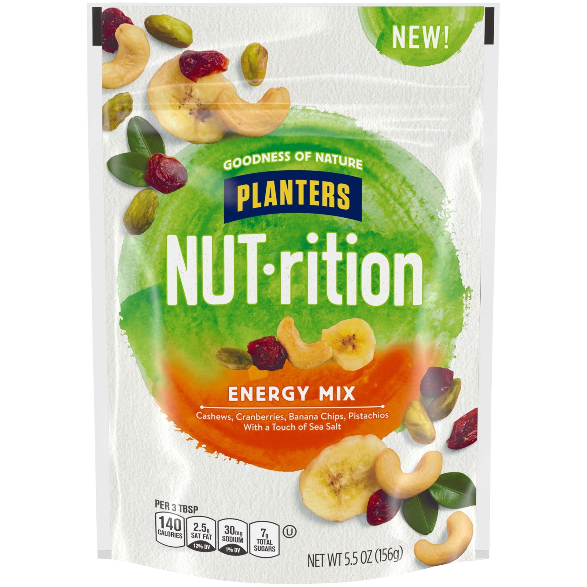 slide 1 of 2, Planters NUT-rition Energy Mix With Dried Cranberries, Lightly Salted,Bag, 5.5 oz