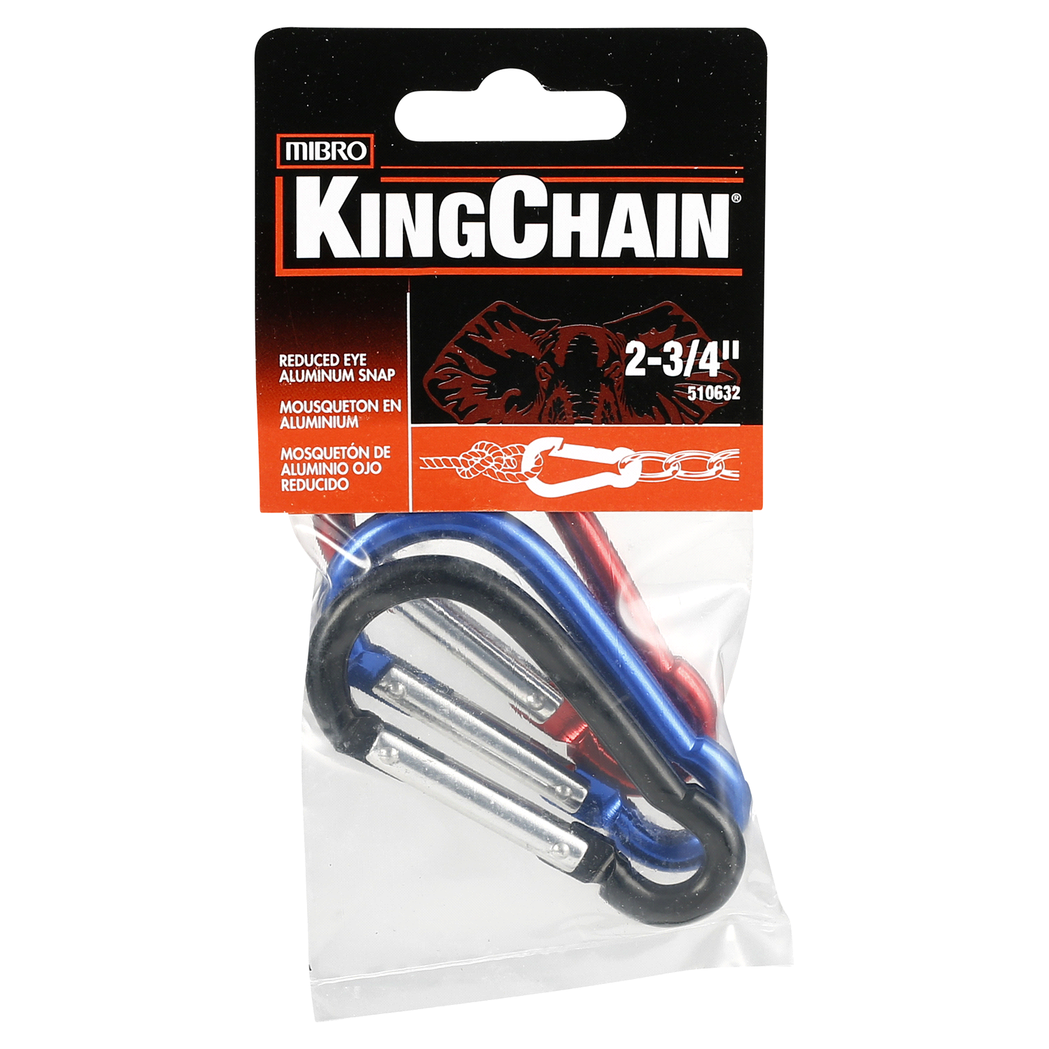 slide 1 of 1, Mibro Kingchain Aluminum Snap Assorted Colors, 3 ct