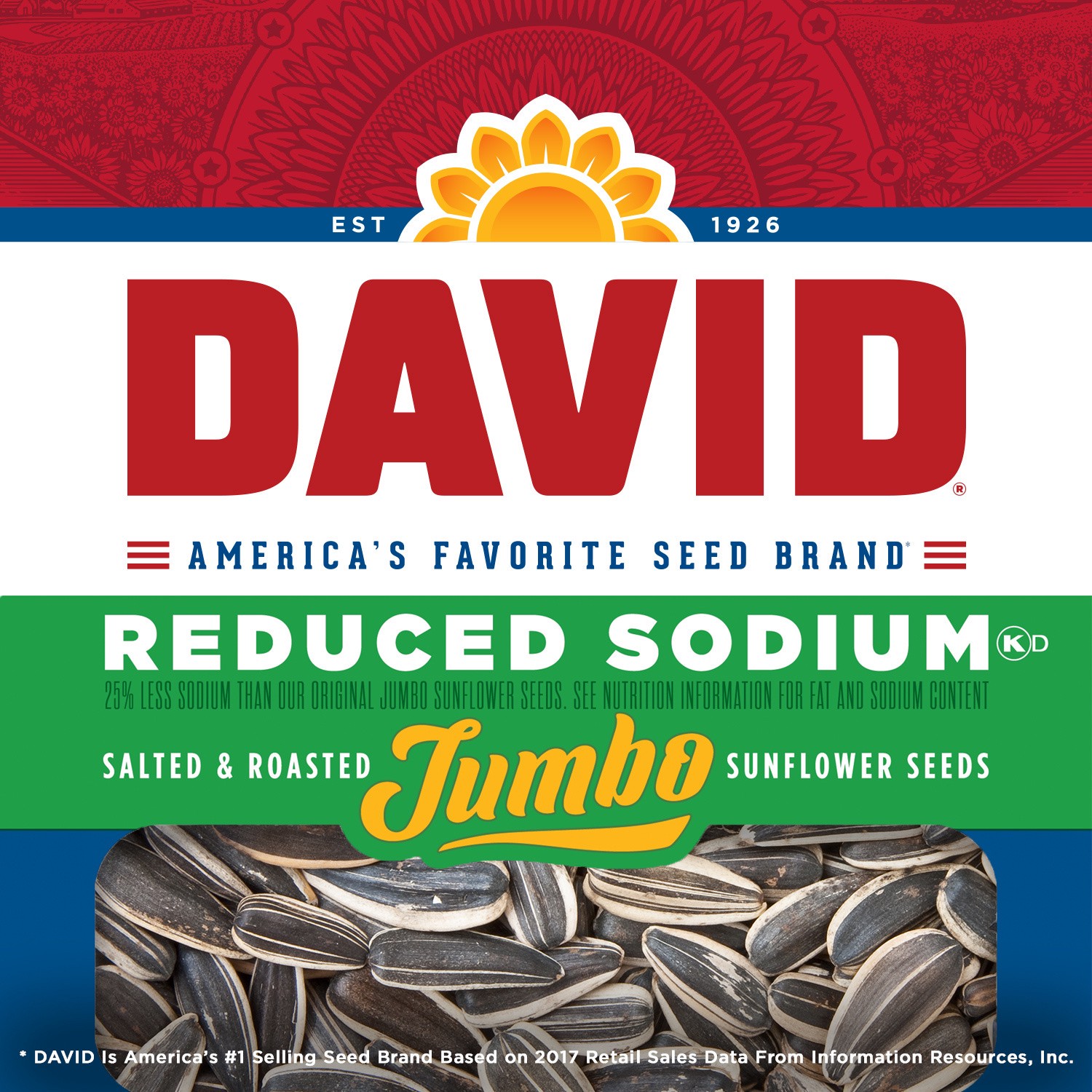 slide 5 of 5, DAVID Reduced Sodium Jumbo Salted & Roasted Sunflower Seeds 5.25 oz, 5.25 oz