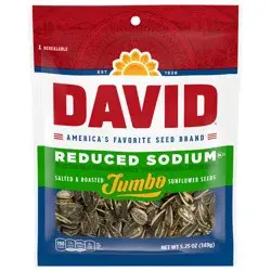 DAVID Reduced Sodium Jumbo Salted & Roasted Sunflower Seeds 5.25 oz