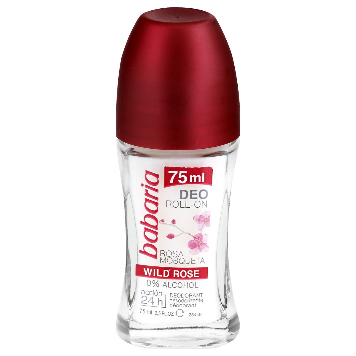 slide 3 of 4, Babaria Roll-On Wild Rose Deodorant 75 ml, 2.5 oz