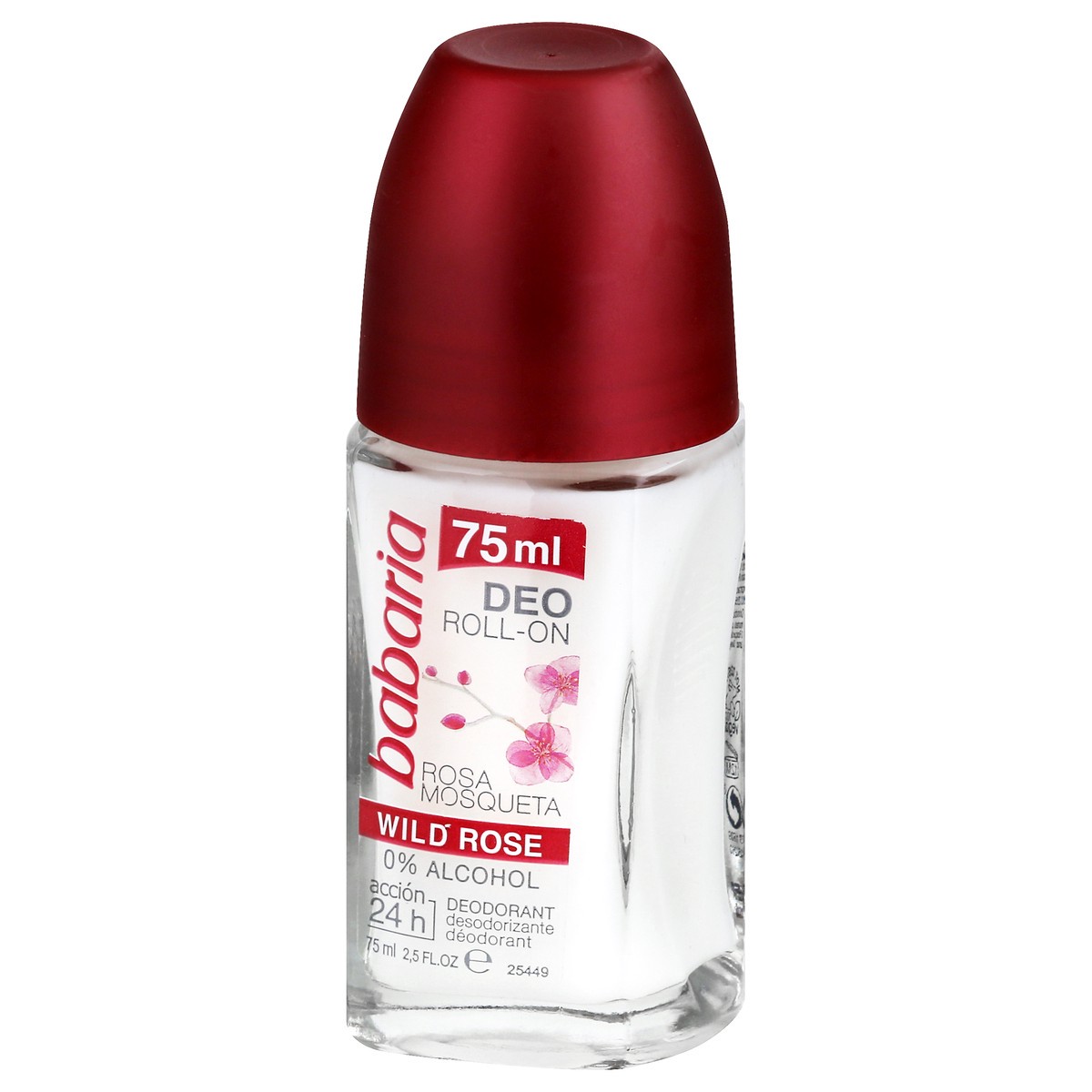 slide 4 of 4, Babaria Roll-On Wild Rose Deodorant 75 ml, 2.5 oz