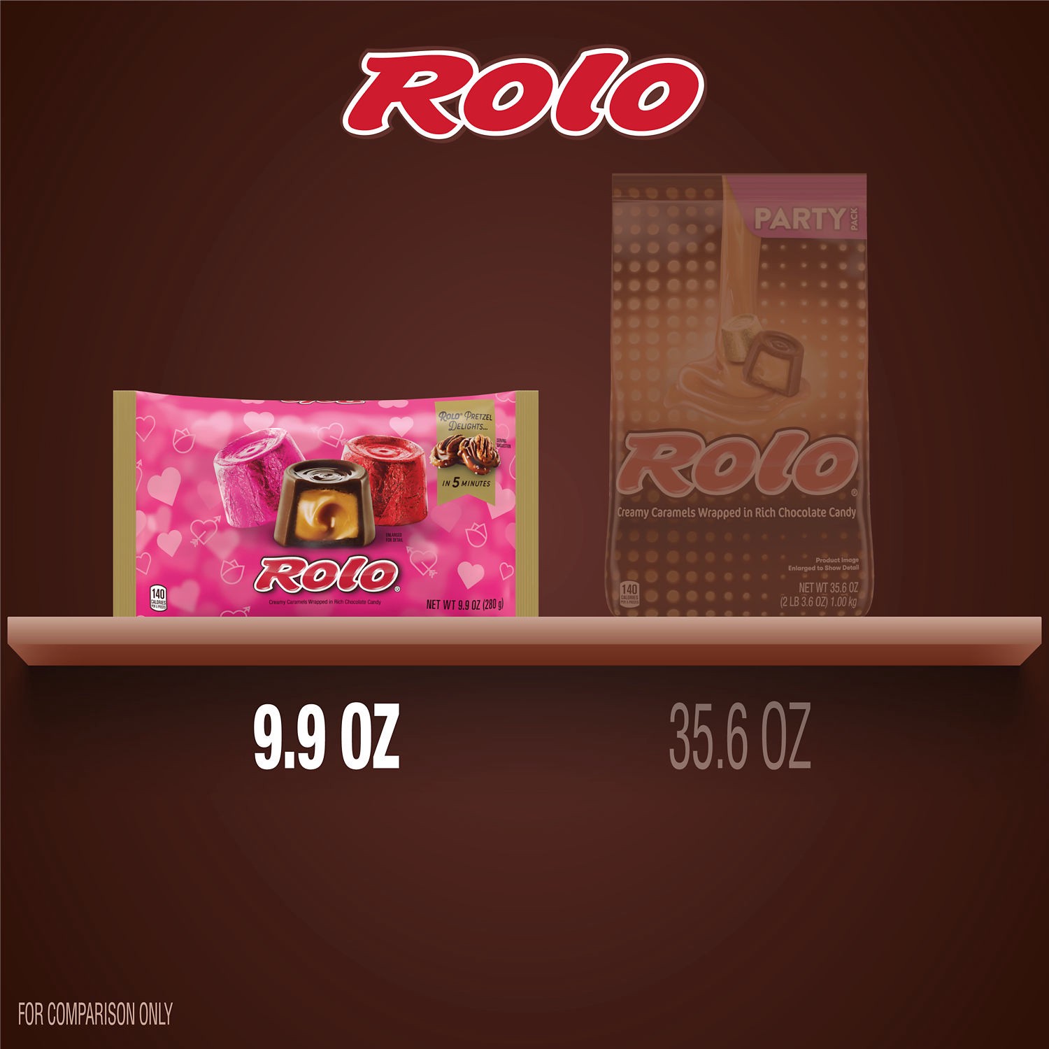 slide 4 of 8, Rolo Rich Chocolate Caramels, Valentine's Candy Bag, 9.9 oz, 9.9 oz