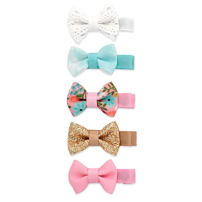 slide 1 of 1, Khristie Assorted Mini Bow Hair Clips, 5 ct