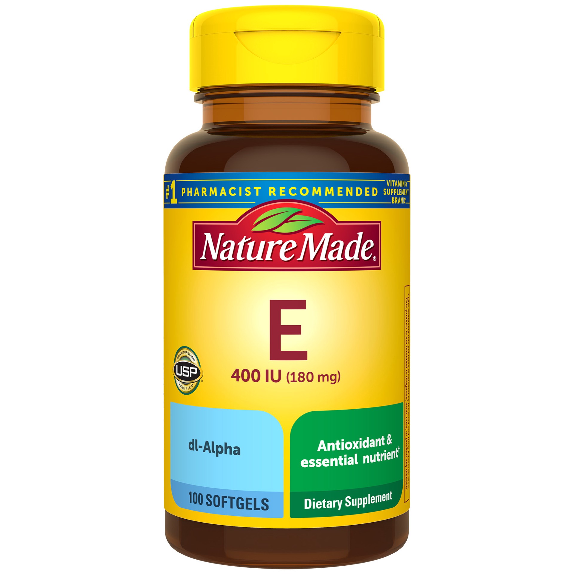 slide 1 of 74, Nature Made Vitamin E 180 mg (400 IU) dl-Alpha, Dietary Supplement for Antioxidant Support, 100 Softgels, 100 Day Supply, 100 ct