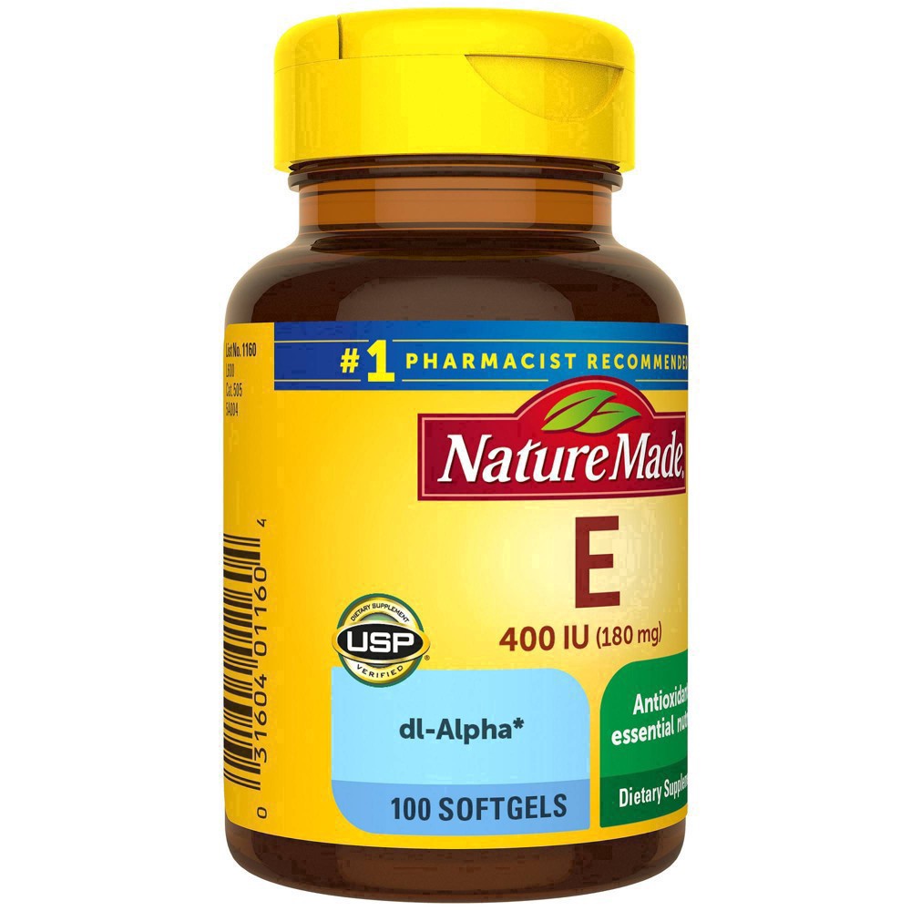 slide 43 of 74, Nature Made Vitamin E 180 mg (400 IU) dl-Alpha, Dietary Supplement for Antioxidant Support, 100 Softgels, 100 Day Supply, 100 ct