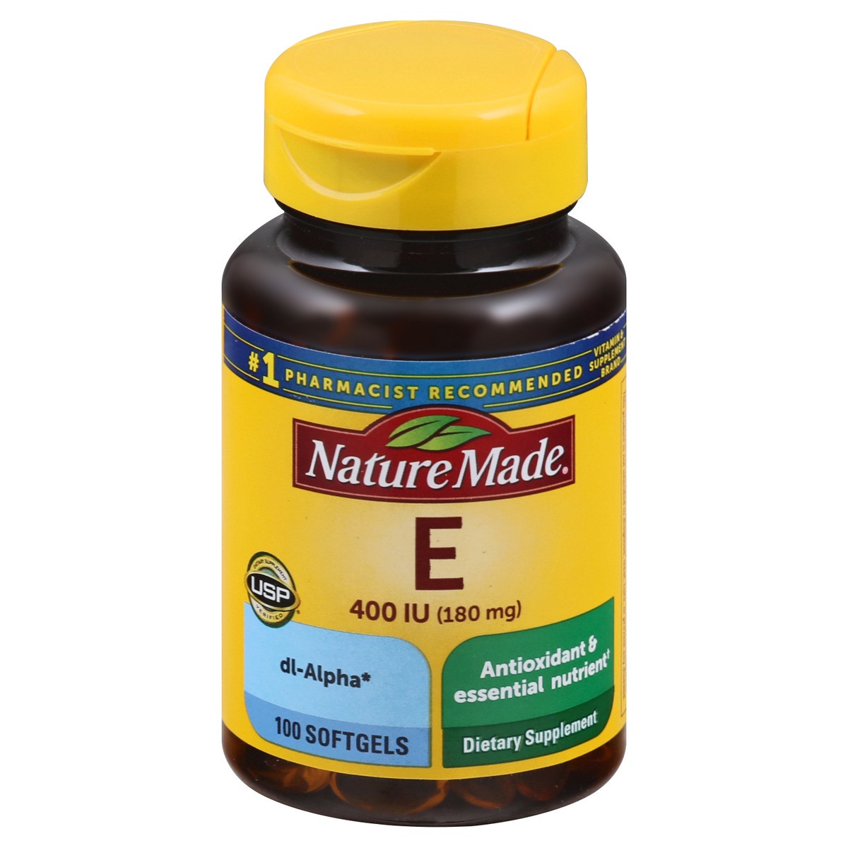 slide 1 of 74, Nature Made Vitamin E 180 mg (400 IU) dl-Alpha, Dietary Supplement for Antioxidant Support, 100 Softgels, 100 Day Supply, 100 ct