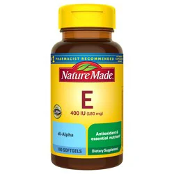 Nature Made Vitamin E 180 mg (400 IU) dl-Alpha, Dietary Supplement for Antioxidant Support, 100 Softgels, 100 Day Supply