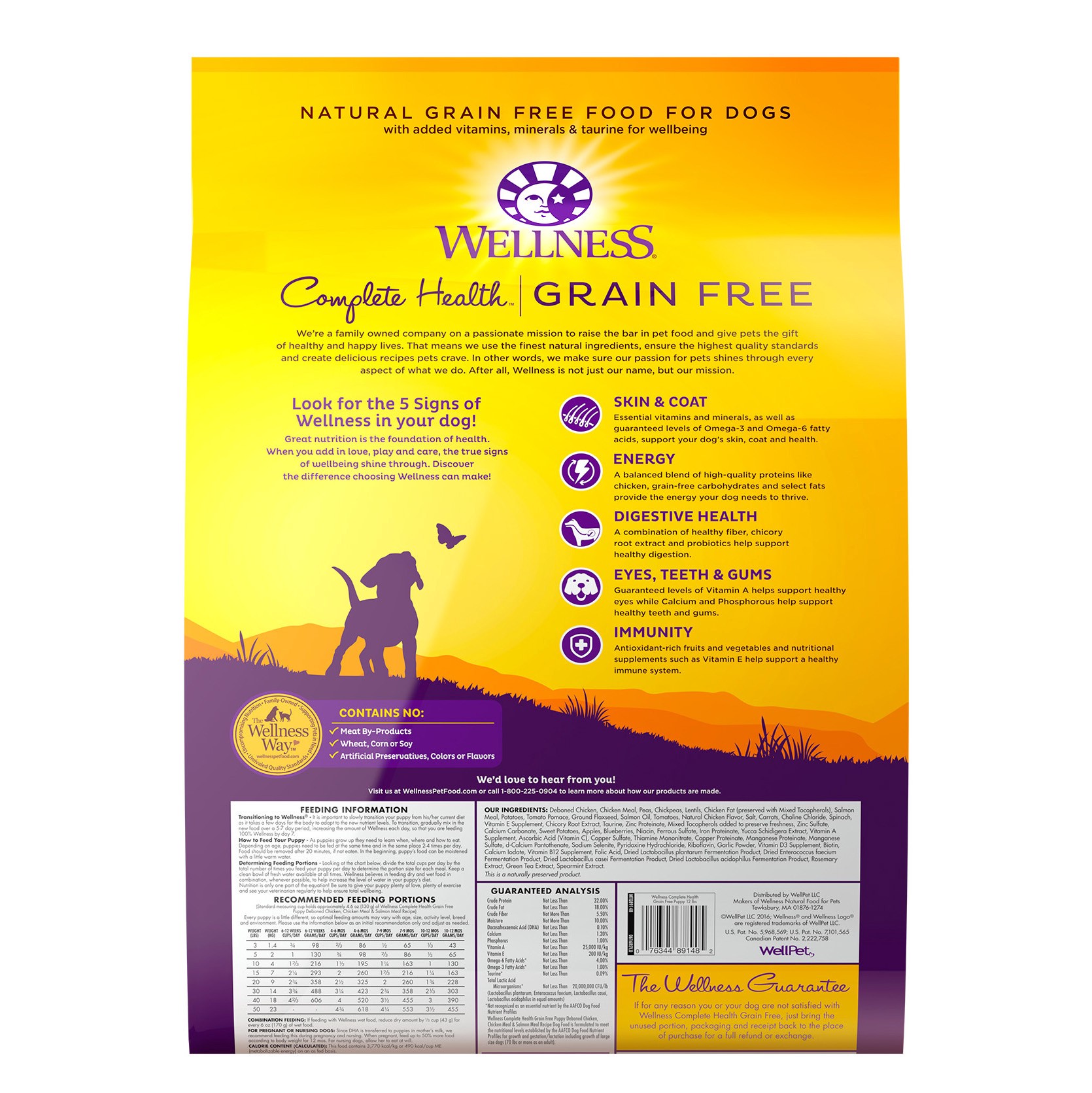 slide 4 of 5, Wellness Complete Health Natural Grain Free Dry Puppy Food, Chicken & Salmon, 12-Pound Bag, 12 lb