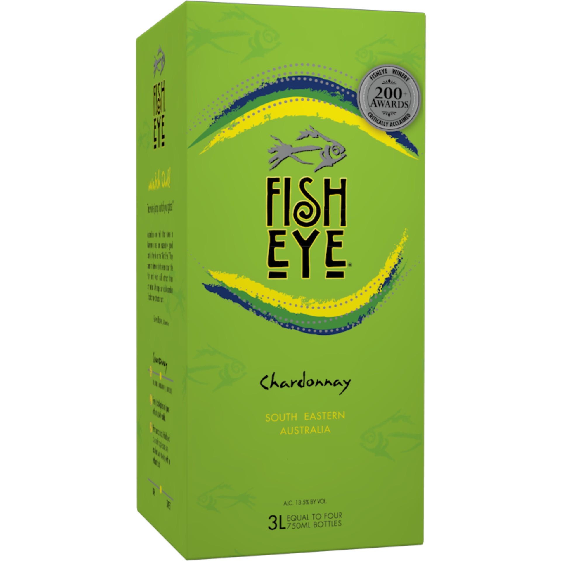 slide 1 of 2, Fish Eye Chardonnay, White Wine, South Eastern Australia , 1 ct, 3L Box, 3 liter