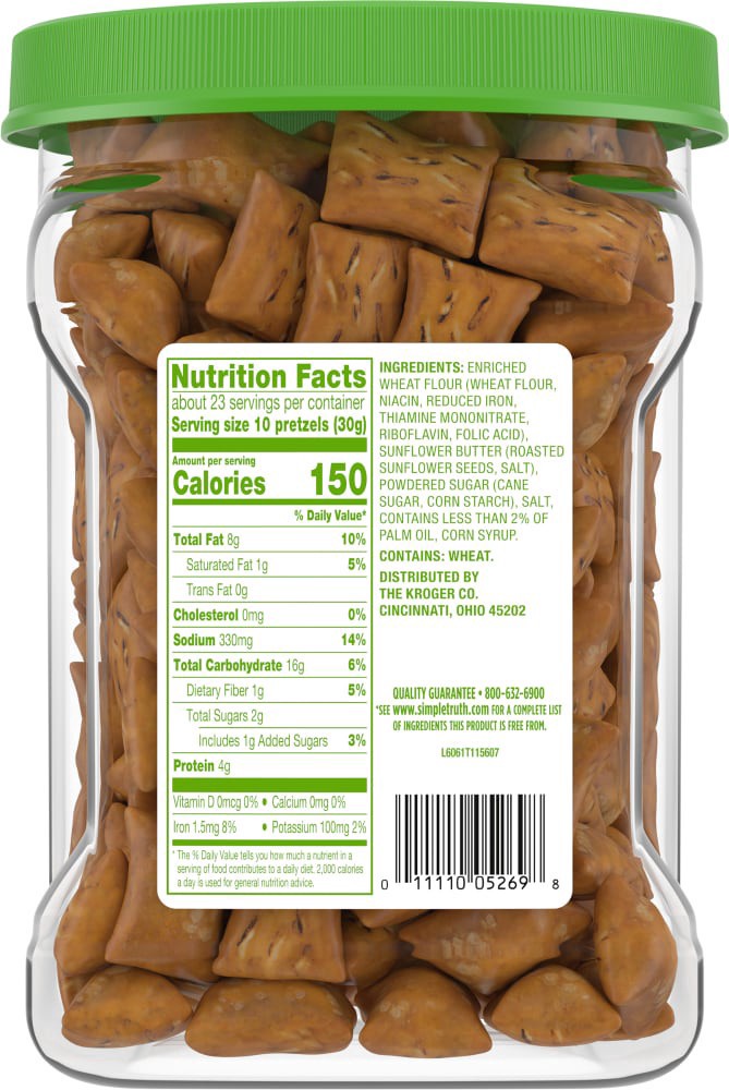 slide 2 of 2, Simple Truth Sunflower Butter Filled Pretzels, 24 oz