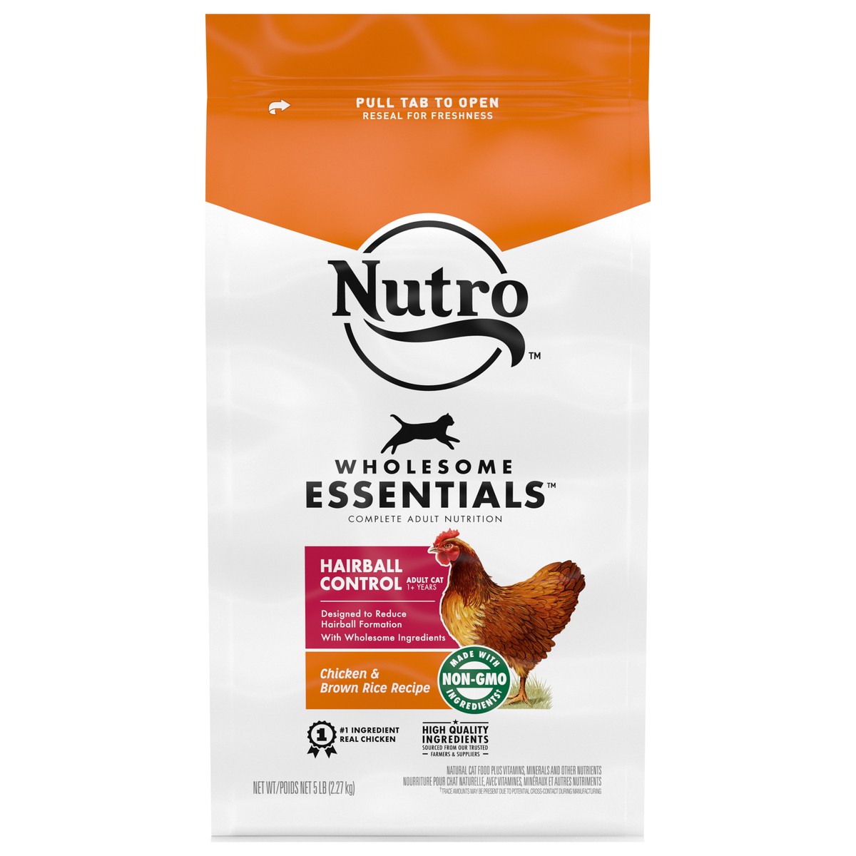 slide 1 of 4, Nutro Wholesome Essentials 1+ Years Adult Hairball Control Chicken & Brown Rice Recipe Cat Food 5 lb, 5 lb