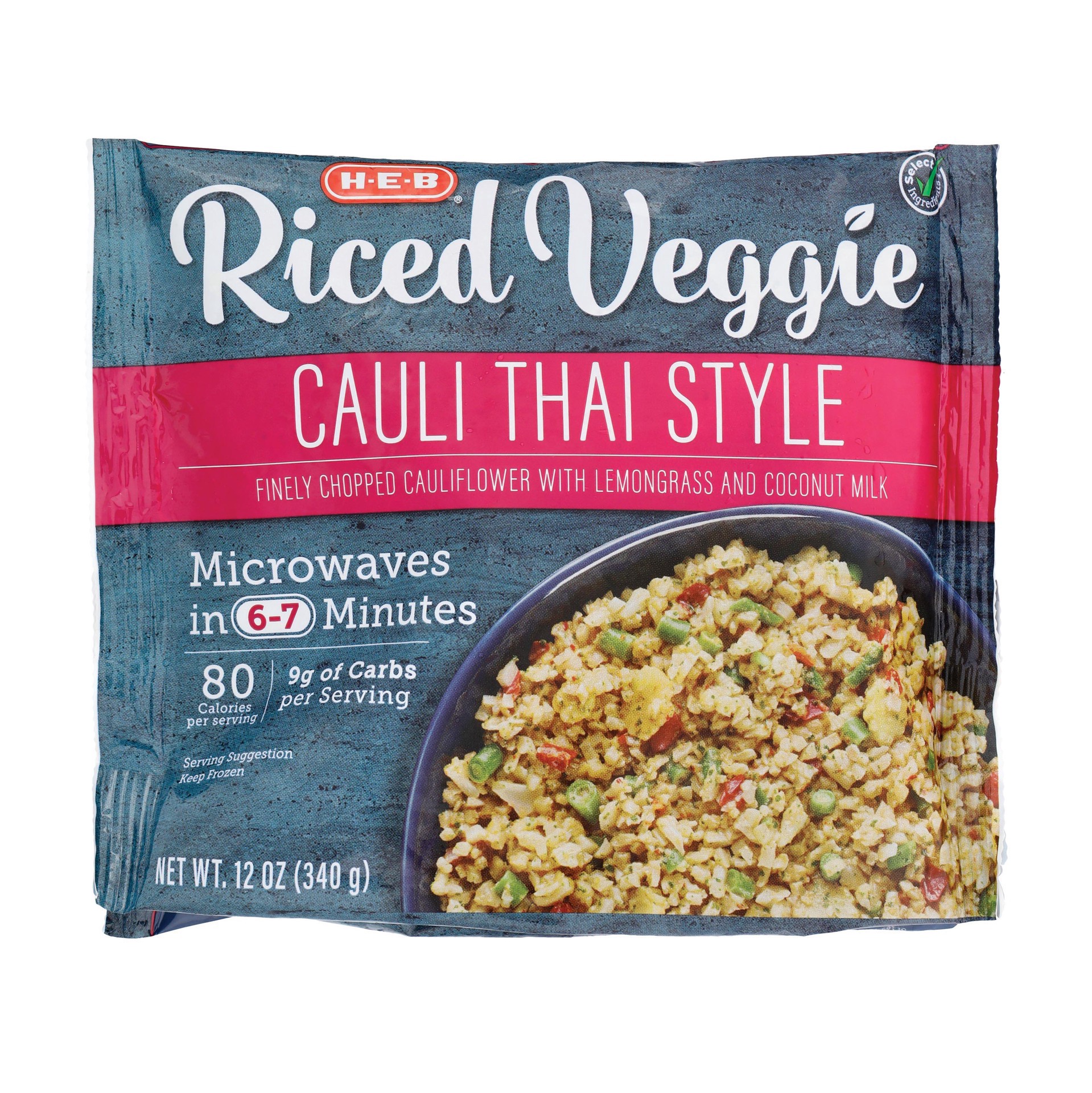 slide 1 of 1, H-E-B Frozen Riced Veggie Thai-Style Cauli Rice, 12 oz