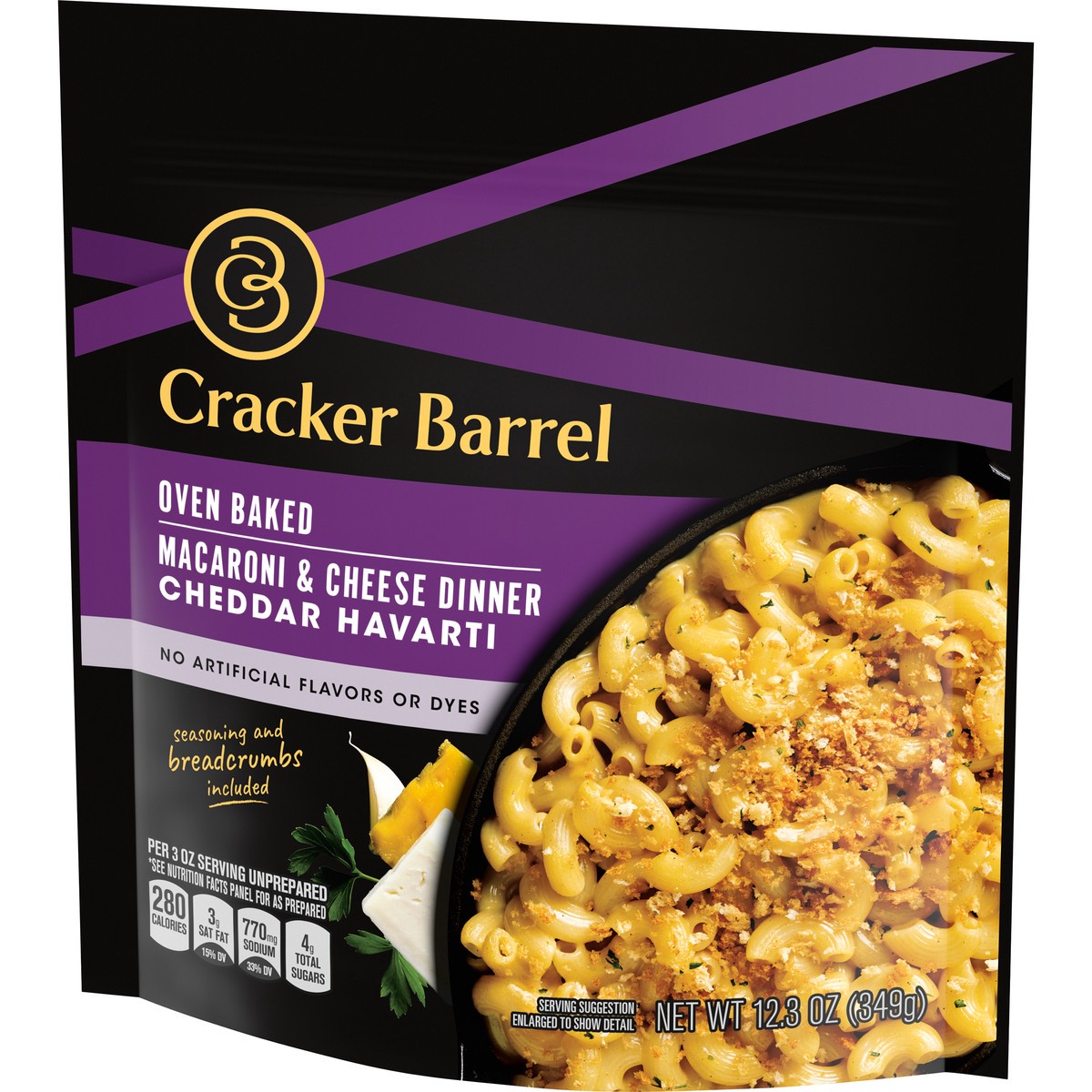 slide 3 of 9, Cracker Barrel Oven Baked Macaroni & Cheese Dinner Cheddar Havarti, 12.3 oz