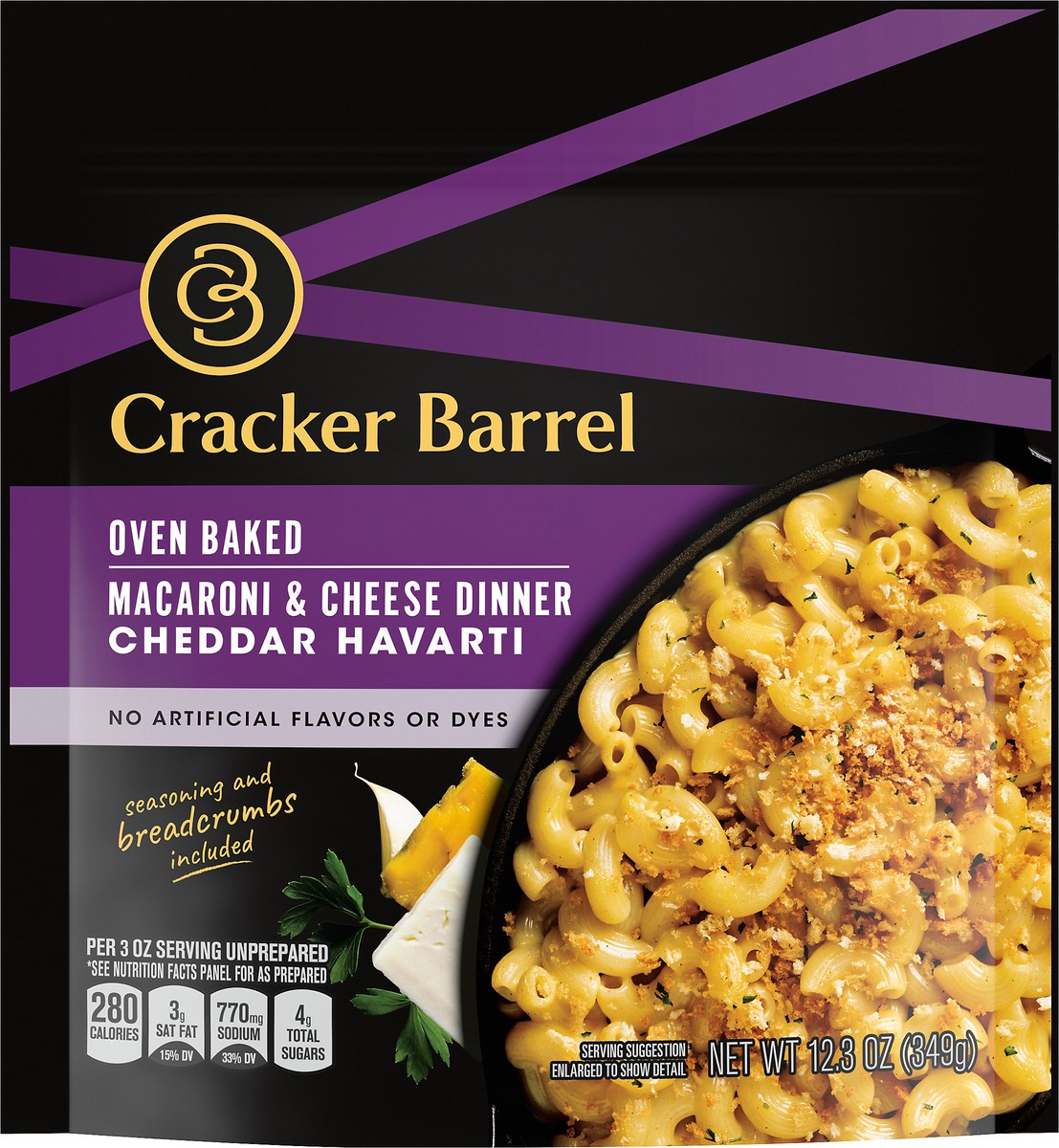 slide 5 of 9, Cracker Barrel Oven Baked Macaroni & Cheese Dinner Cheddar Havarti, 12.3 oz