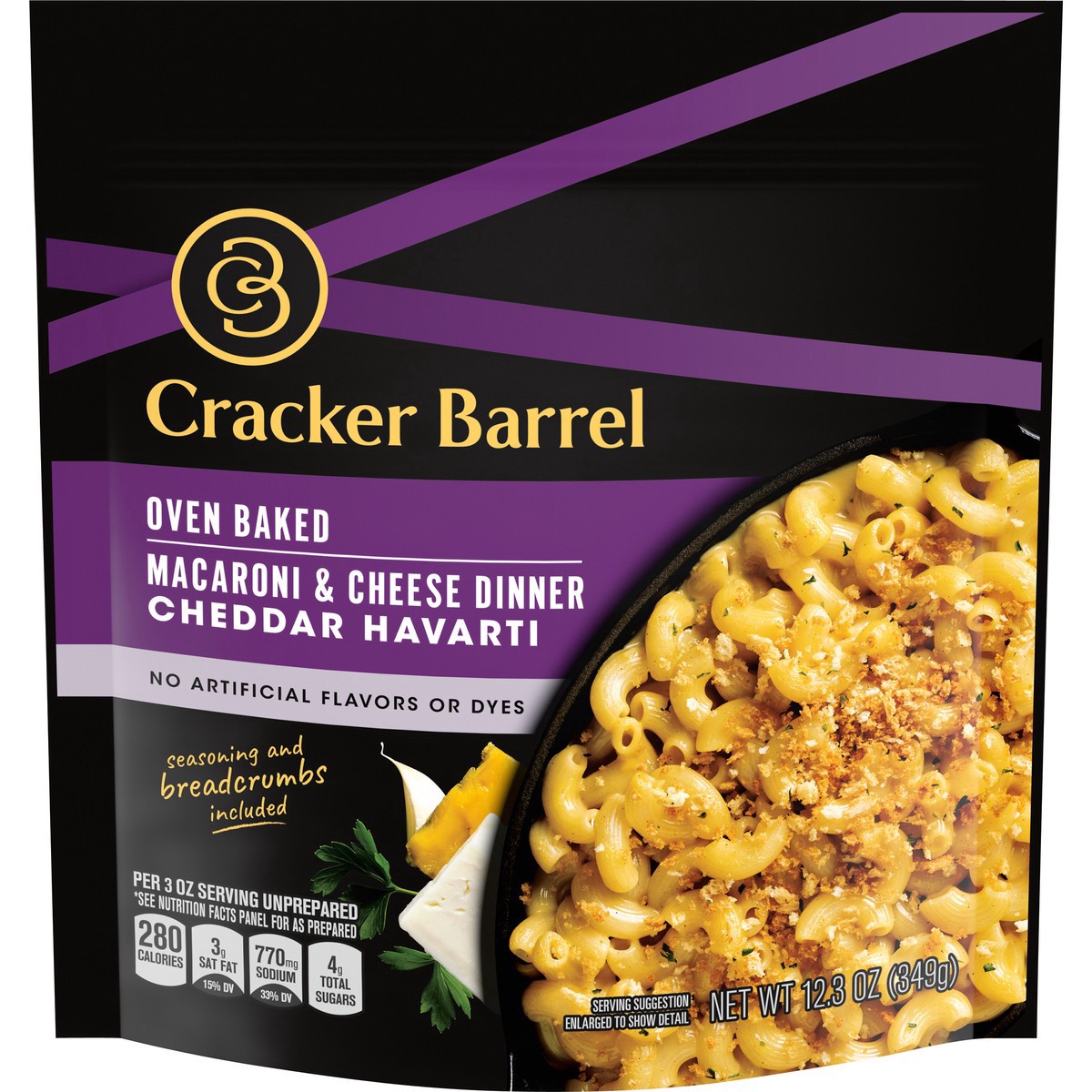 slide 1 of 9, Cracker Barrel Oven Baked Macaroni & Cheese Dinner Cheddar Havarti, 12.3 oz