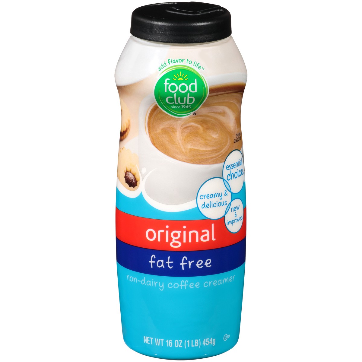 slide 1 of 10, Food Club Original Fat Free Non-Dairy Coffee Creamer, 16 oz