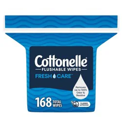 Cottonelle Fresh Care Flushable Wet Wipes, Adult Wet Wipes, 1 Refill Pack, 168 Total Flushable Wipes