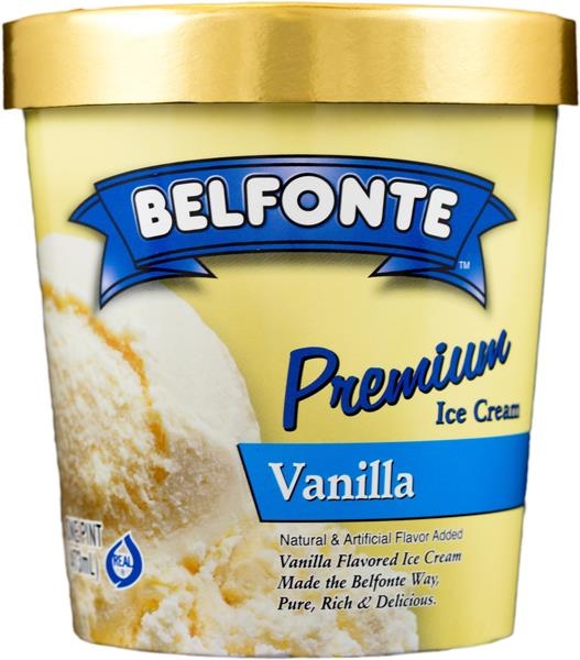 slide 1 of 1, Belfonte Premium Ice Cream Vanilla, 1 pint