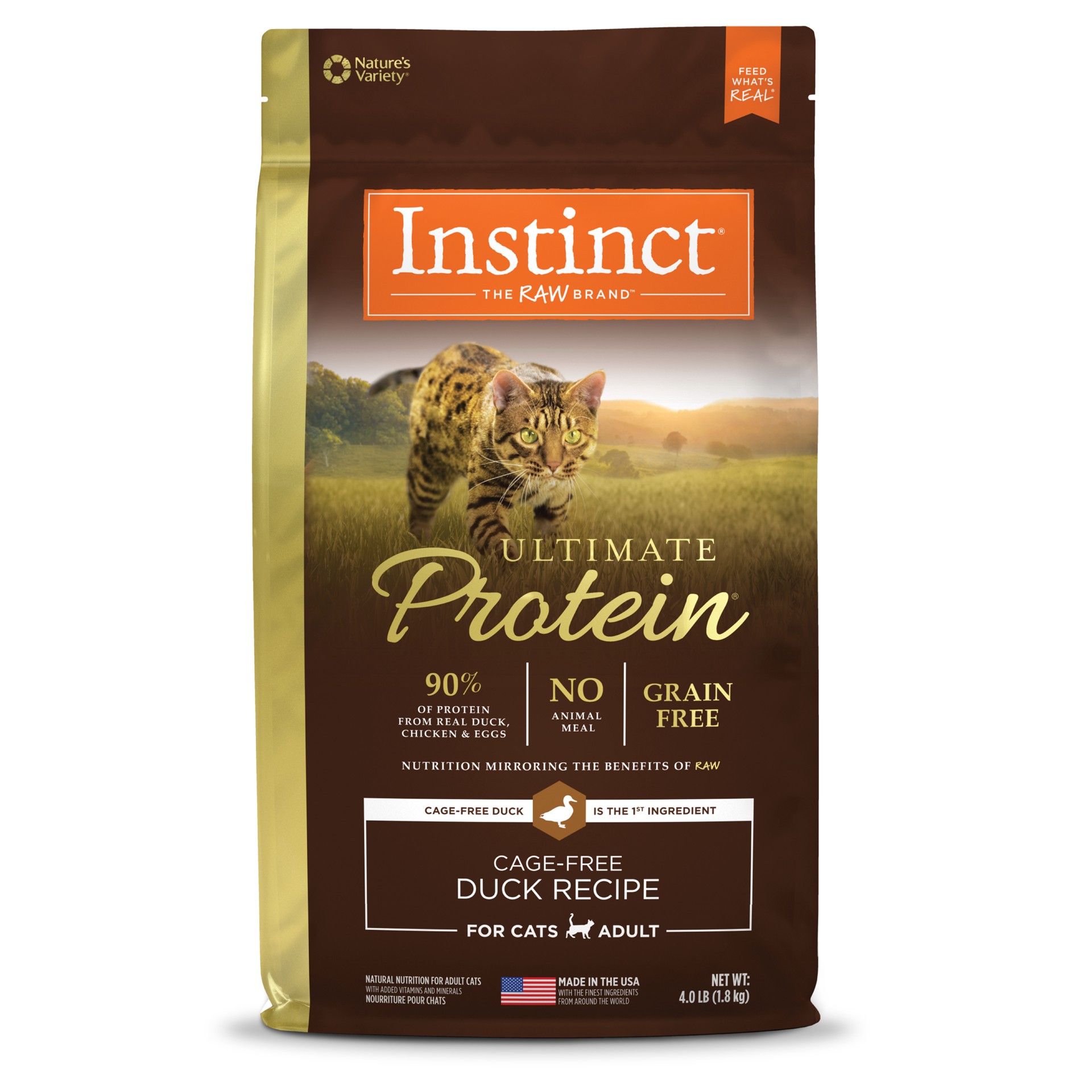 slide 1 of 10, Instinct Ultimate Protein Duck Dry Cat Food, 4 lb. Bag, 4 lb