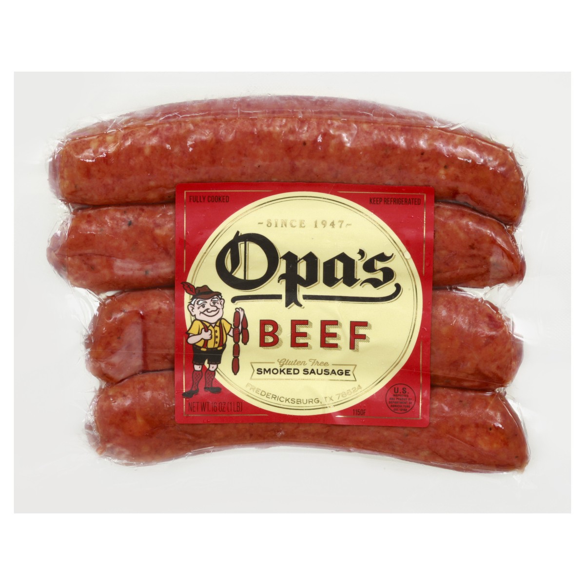 slide 4 of 13, Opa's Beef Smoked Sausage 16 oz, 16 oz