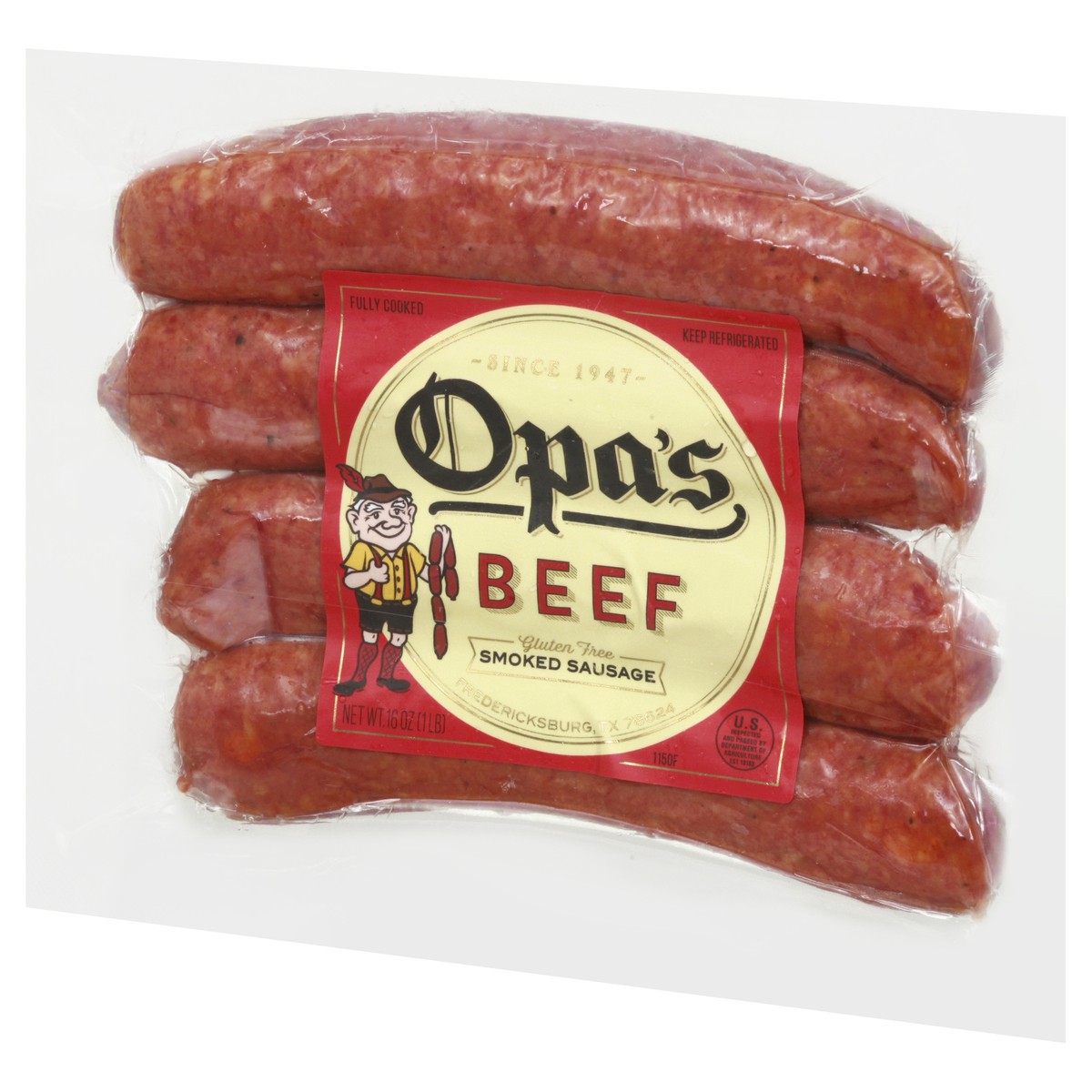slide 3 of 13, Opa's Beef Smoked Sausage 16 oz, 16 oz