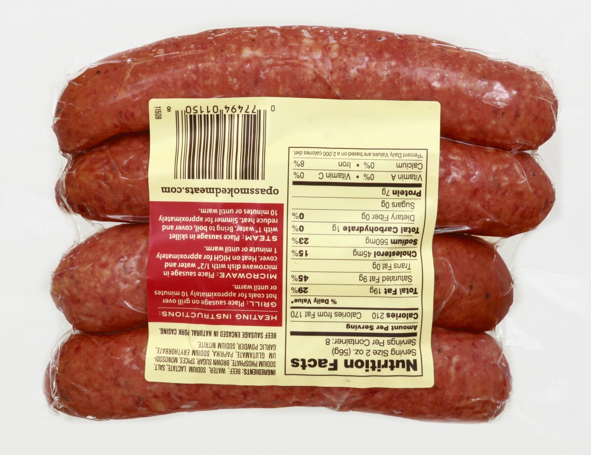 slide 7 of 13, Opa's Beef Smoked Sausage 16 oz, 16 oz