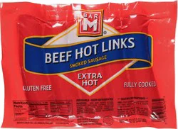 Bar-M Beef Hot Links Smoked Extra Hot Sausage 32 oz