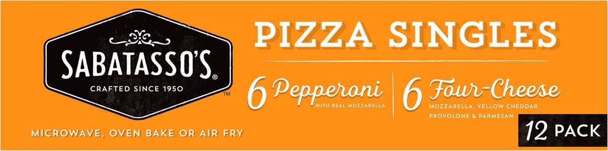 slide 4 of 9, Sabatasso's Singles Pepperoni/Four-Cheese Pizza 12 ea, 12 ct