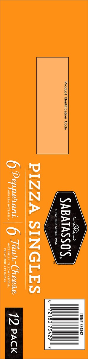 slide 5 of 9, Sabatasso's Singles Pepperoni/Four-Cheese Pizza 12 ea, 12 ct