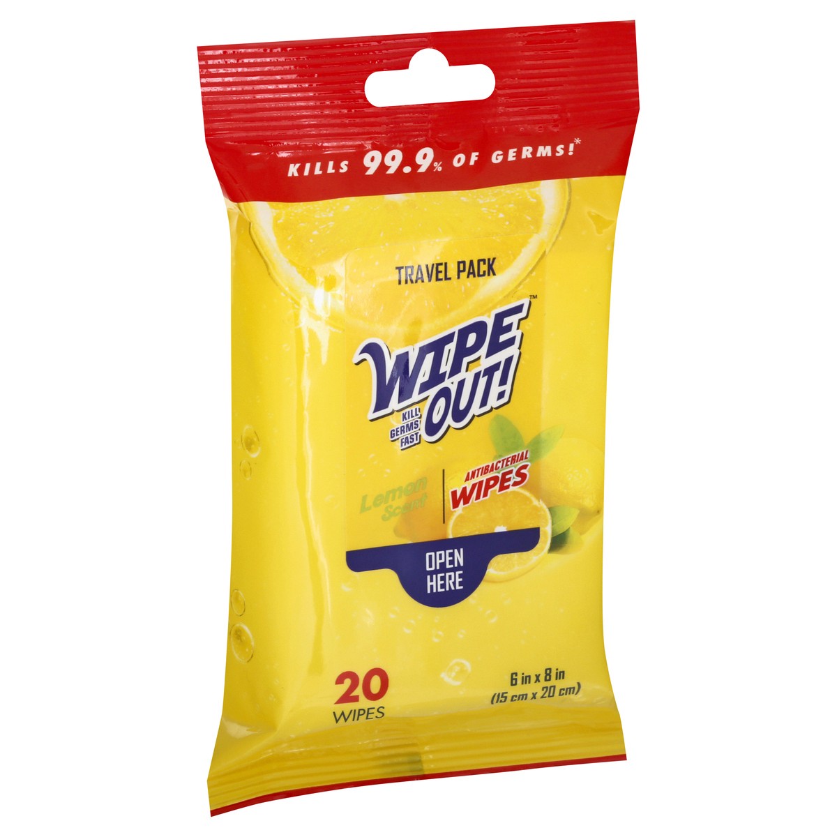 slide 10 of 10, WipeOut Travel Pack Antibacterial Lemon Scent Wipes 20 ea, 20 ct